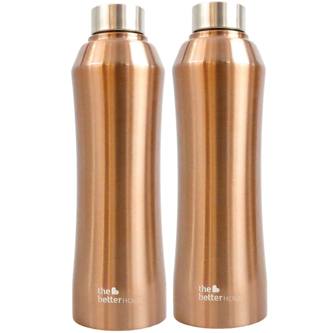 The Better Home 1000 Stainless Steel Water Bottle 1 Litre - Gold | Eco-Friendly, Non-Toxic & BPA Free Water Bottles 1  Litre | Rust-Proof, Lightweight, Leak-Proof & Durable| Pack of 2