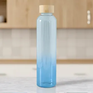 The Better Home Borosilicate Glass Water Bottle | 500ml | Bamboo Lid | Fridge Water Bottles for Men, Women | BabyBlue