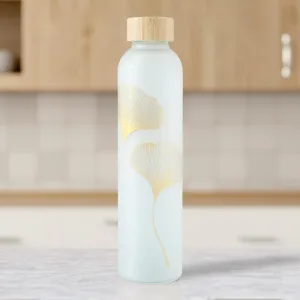 The Better Home Borosilicate Glass Water Bottle with Sleeve (500ml) | Non Slip Silicon Sleeve & Bamboo Lid | Fridge Water Bottles for Men, Women (Golden)