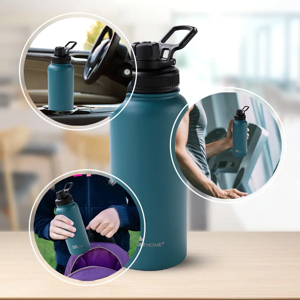 The Better Home Insulated Water Bottle 1 Litre | Double Wall Hot and Cold Water for Home, Gym, Office | Easy to Carry & Store | Insulated Stainless Steel Bottle (Pack of 1, Teal)