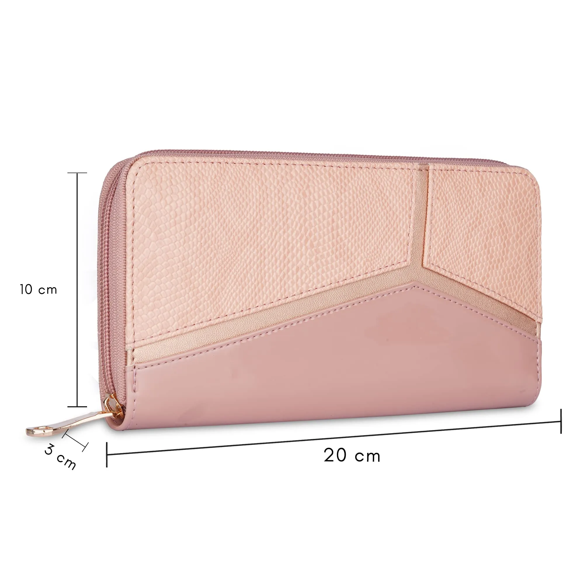 THE CLOWNFISH Katherine Collection Faux Leather Zip Around Style Womens Wallet Clutch Handheld Ladies Purse with Multiple Card Holders (Dark Peach)