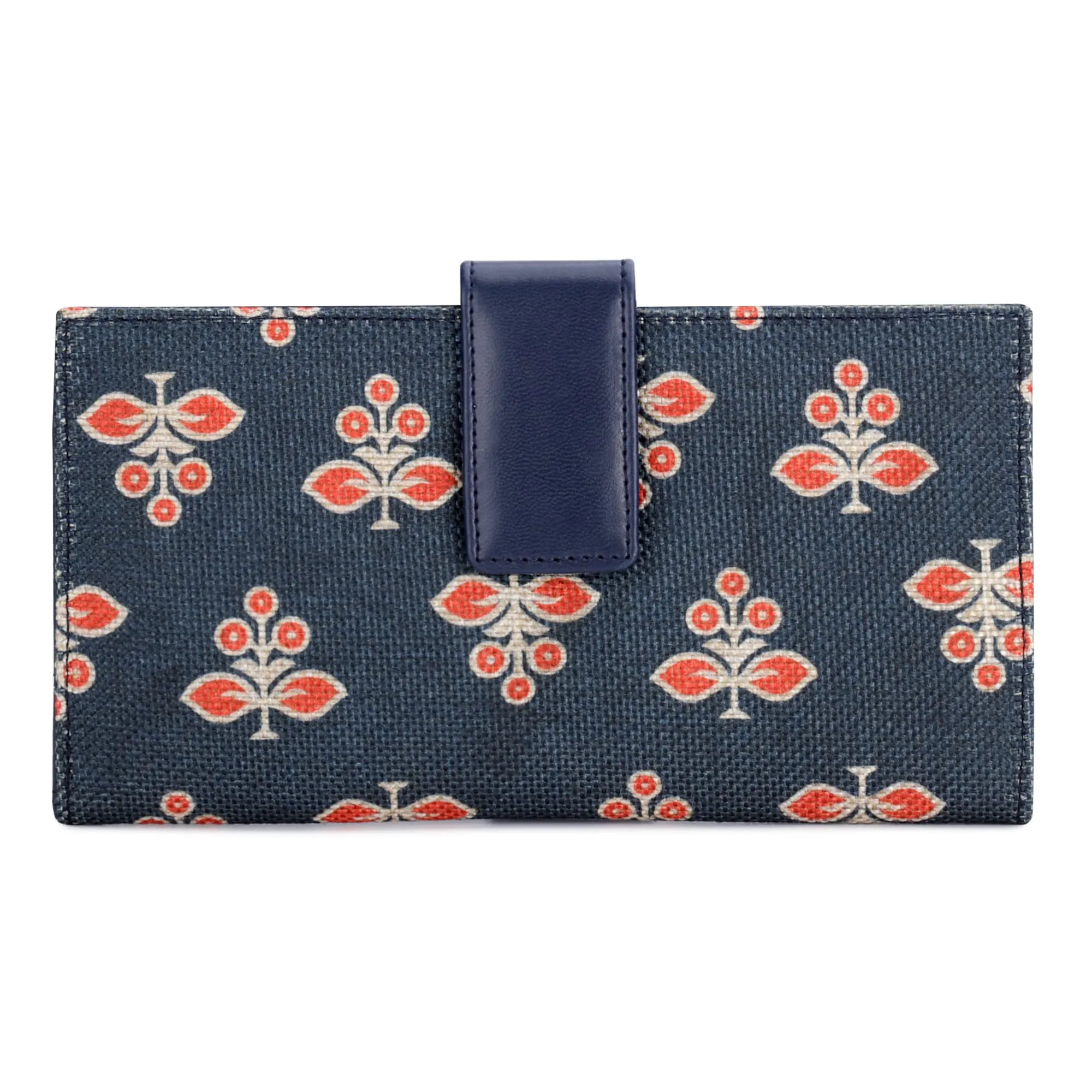 THE CLOWNFISH Orlanda Collection Printed Handicraft Fabric Womens Wallet Clutch Ladies Purse with Multiple Card holders (Cream)