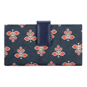 THE CLOWNFISH Orlanda Collection Printed Handicraft Fabric Womens Wallet Clutch Ladies Purse with Multiple Card holders (Peacock Blue)