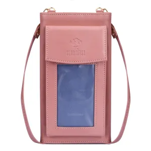 The Clownfish Winslet Ladies Wallet Womens Sling Bag with Transparent Front Mobile Pocket (Pink)