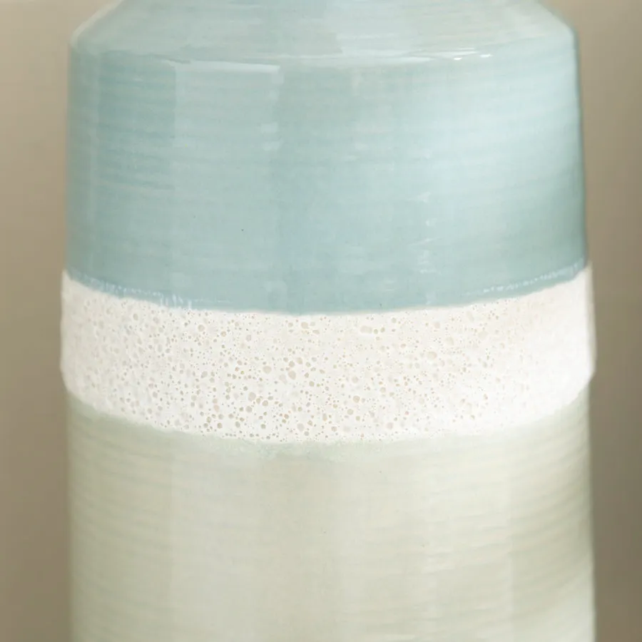 Two-Tone Ceramic Jug Vase - Coastal Blue and Sandstone