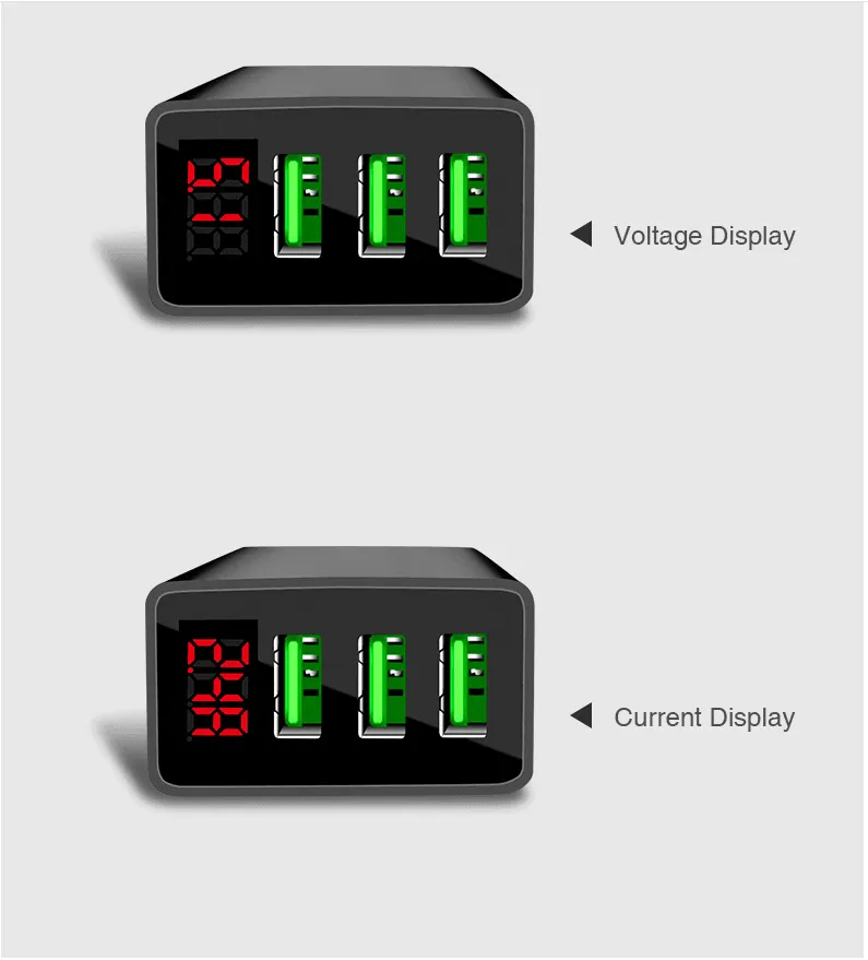 Wholesale 3-Port Quick Charge Wall Charger with LED Display - PBG