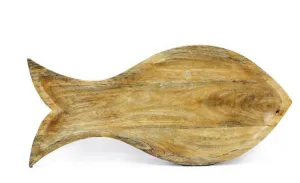 Wooden Fish-Shaped Shallow Bowl